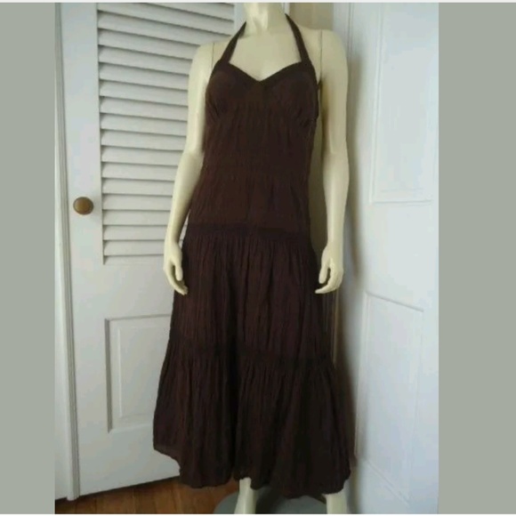 Tommy Hilfiger Maxi Halter Dress 8 Cotton Lined - Picture 2 of 7